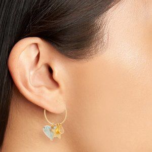 Madewell Carved Heart Charm Hoop Earrings